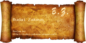 Budai Zakeus névjegykártya